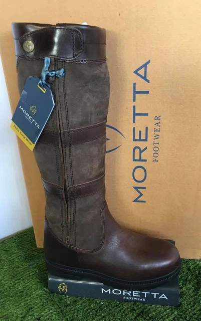 MORETTA SHIRES NELLA Long Leather Brown Boots Size 4XWide. Ideal