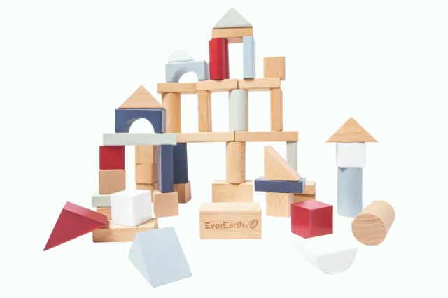 Bausteine 50 Stück Pastell aus Holz Steine Holzbausteine Bauklötze für Kinder
