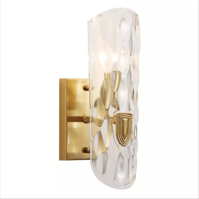 Gold Aluminium Bronze Metal Clear Glass Wall Light with E14 Fitting