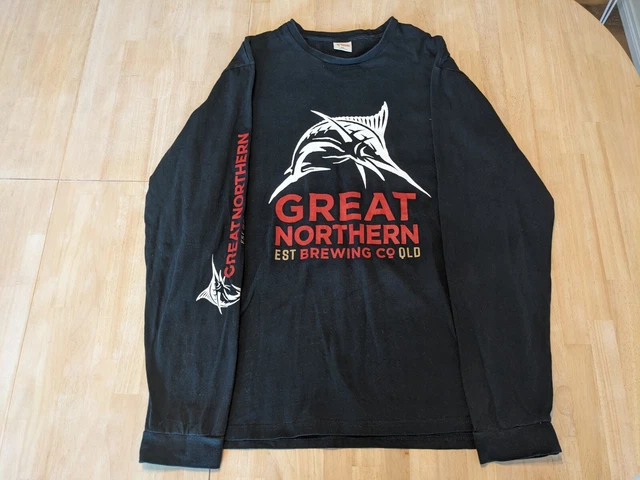 GREAT NORTHERN BREWING Co Beer Mens Black Long Sleeve Drinking Fishing ...