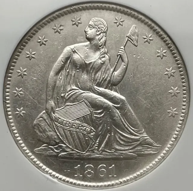 1861-O Seated Liberty Half Dollar CONFEDERATE CSA W-09 SS Republic (A) AU