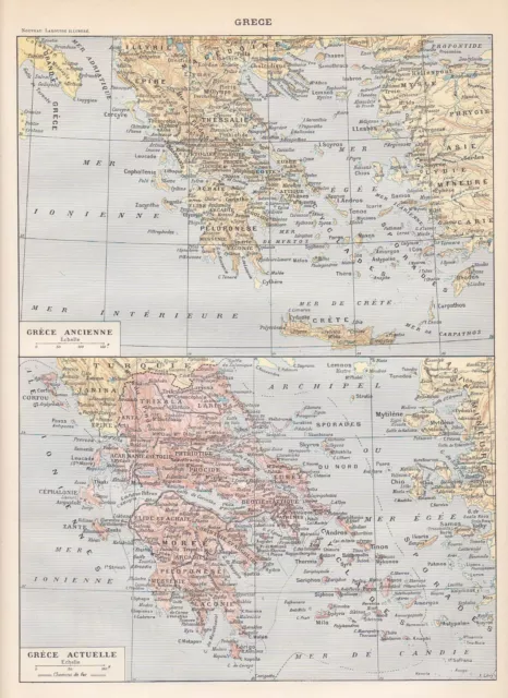 Greece Map Uniforms Soldiers Emblem Lithography From 1897