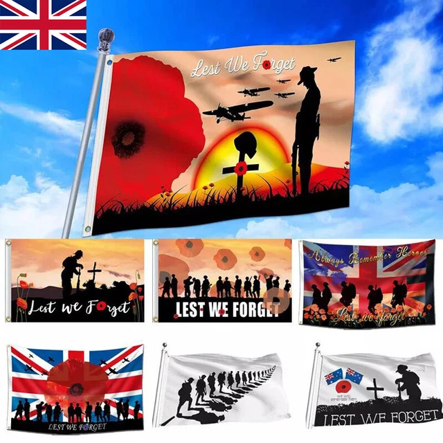 REMEMBRANCE DAY FLAG Poppy Military Army Armed Forces Lest We Forget ...