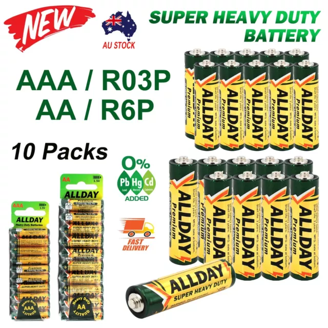 10pcs/PK AAA AA Batteries Super Heavy Duty ALLDAY NEW Bulk Sale