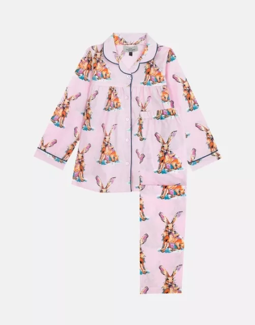 Bnwt Their Nibs Kids Girls Snow Hare Cotton Pyjama Set Pink  Size: 2-3  Rrp:£24