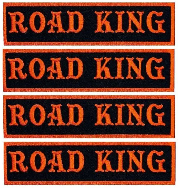 Road King Motorcycle Embroidered Harley Biker Patch  - 4 PC IRON ON  4"x1"