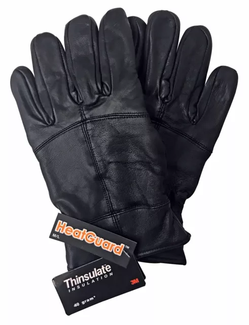 Herren 3M Thinsulate Schwarz Thermo Elegant Warme Leder Handschuhe für Winter