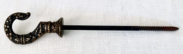 Antiqu Vict. Cast Brass & Iron Ceiling Hook Architectural Hardware 11.5 inches