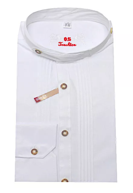 Camicia tradizionale Orbis collo eretto bianco con biesen/plissettato slim fit TH-0130