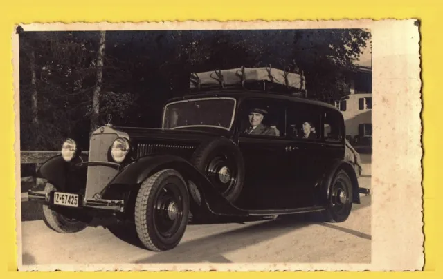 RPPC-1930's Mercedes Benz S-Class loaded for a trip