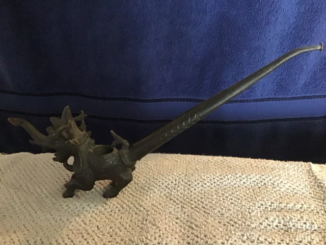 Antique Thailand/Burma Shan Bronze Nat Diety Smoking Pipe