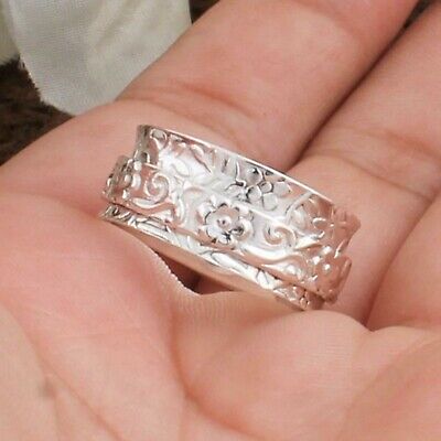 Solid 925 Sterling Silver Wide Band Spinner Ring Meditation Statement Ring GN962