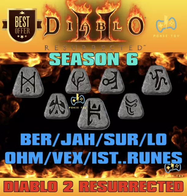 Diablo 2 Resurrected🔥All Runes🔥Ber/Jah/Sur/Lo/Ohm/Vex/Ist🔥D2R Ladder Season 6