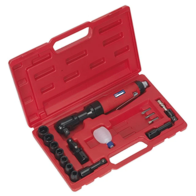 Sealey GSA21KIT Air Ratchet Wrench Kit 1/2"Sq Drive WallDrive Impact Sockets