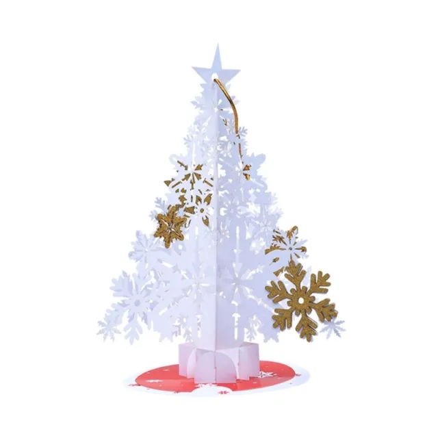3D Popup Christmas Greeting Card Paper Holiday Snowflake Tree with Envelope