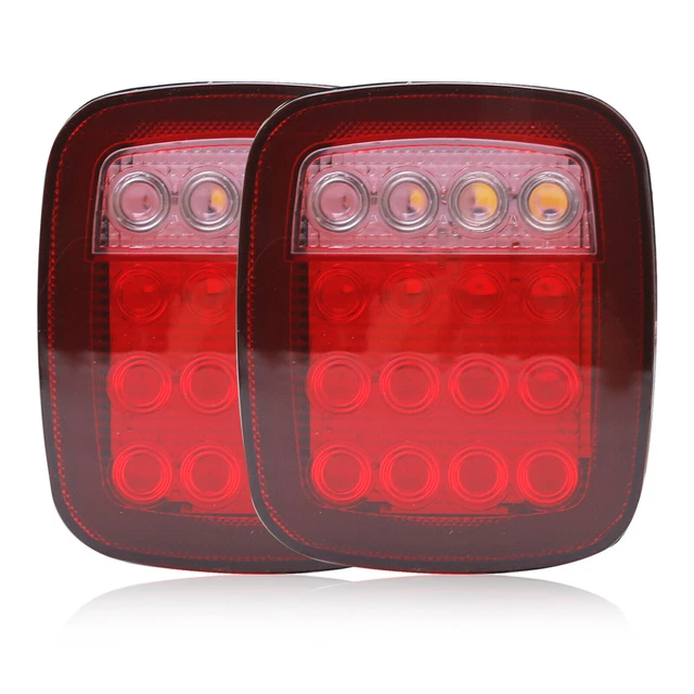 Bright Red TJ CJ YJ JK Replacement Stop Brake Turn Tail Lights W/LED