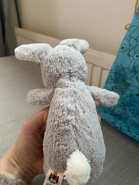 Stuffed Silver Rabbit JELLYCAT - NIBBLES Silver Bunny - Soft Plush Small Toy Beanie 10 ...