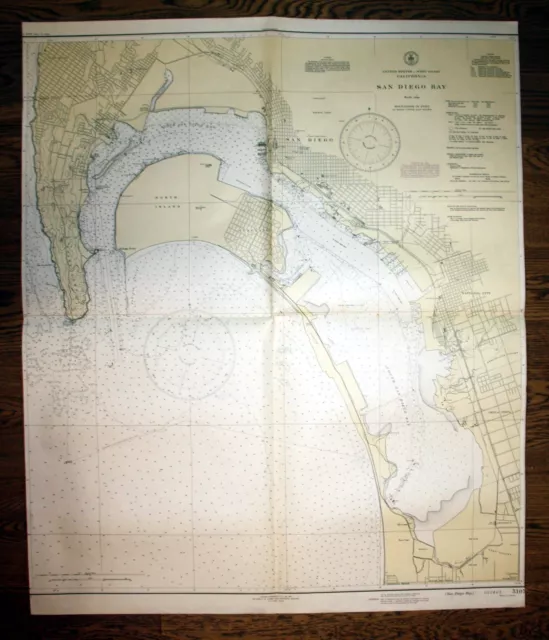 1945 United States West Coast California San Diego Bay Kalifornien America map