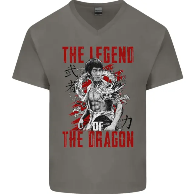 T-shirt da uomo scollo a V cotone Legend of the Dragon MMA film arti marziali 2