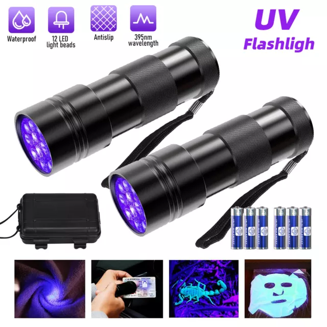 Linterna LED ultravioleta UV de mano luz negra 395nm antorcha de inspección 2