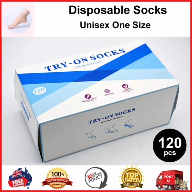 120pcs Disposable Socks One Time Use Ankle Hygienic Nylon Sox For Shoes Try Box