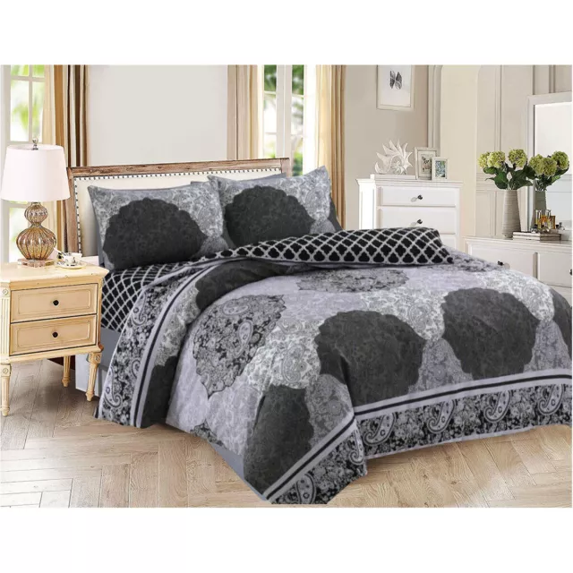 Luxury Rich Cotton Printed Duvet Cover Single Double King Super King Bedding Set