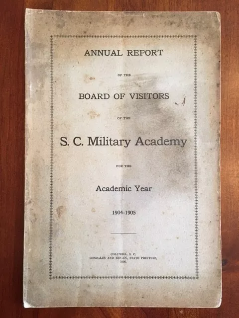 RARE 1904-1905 South Carolina Military Academy Report, Citadel, Charleston SC