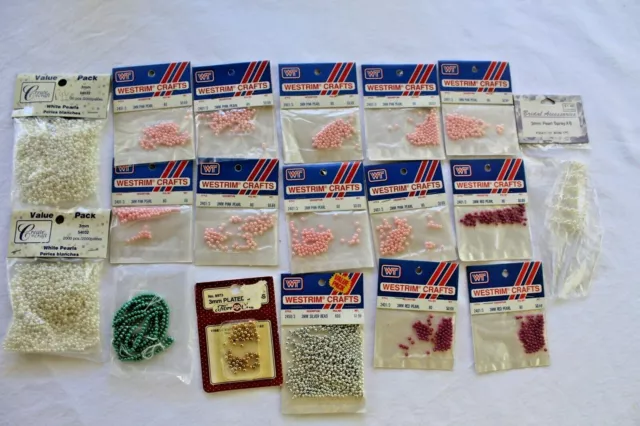 Jewelry Making Lot~18 pk~Westrim Crafts~PEARL BEADS~Pink~Red~Green~Silver~Seed Jewelry Making Lot~18 pk~Westrim Crafts~PEARL BEADS~Pink~Red~Green~Silver~Seed
