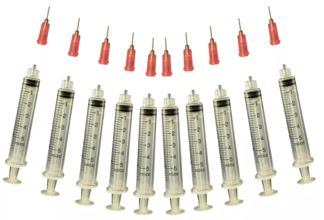 Precision Applicator 5cc Syringe w/18 Gauge Pink Tip -Glue, Henna -10 Pack