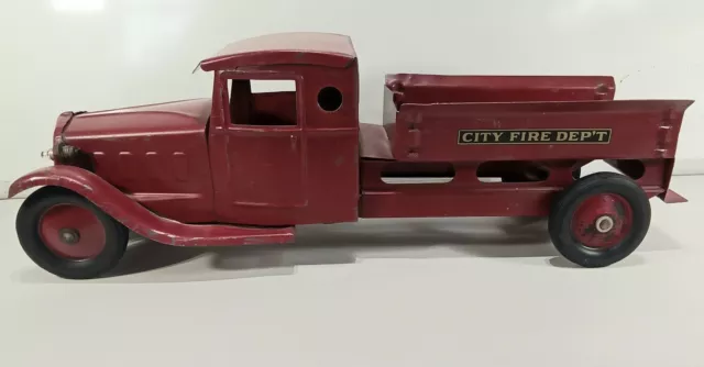 Vintage 1920's Steelcraft City Fire Department Truck Pressed Steel W/ Headlites