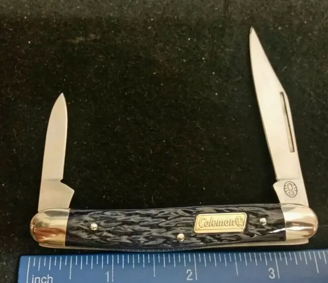 Coleman pen knife, jigged blue bone handles, Seki Japan =