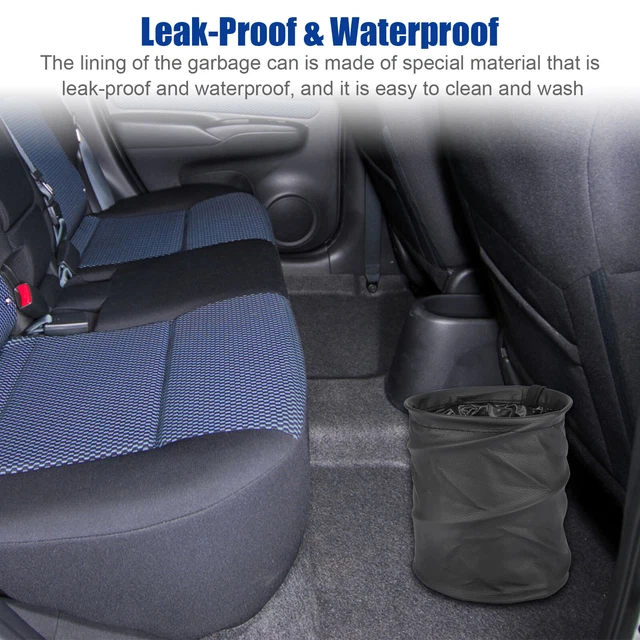 Portable Car Wastebasket Trash Can Garbage Litter Bin Bag Organizer Leak Proof 3