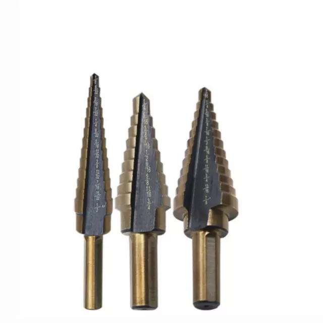 3PCS HSS High Speed Steel Cobalt Titanium Step Drill Bit Multiple Hole 34 Sizes