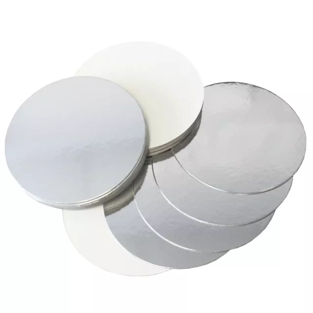 Runde Wendbare Silber und Weiß Kuchenbretter Karten 1,5 mm dick - 3"" - 12"" Durchmesser