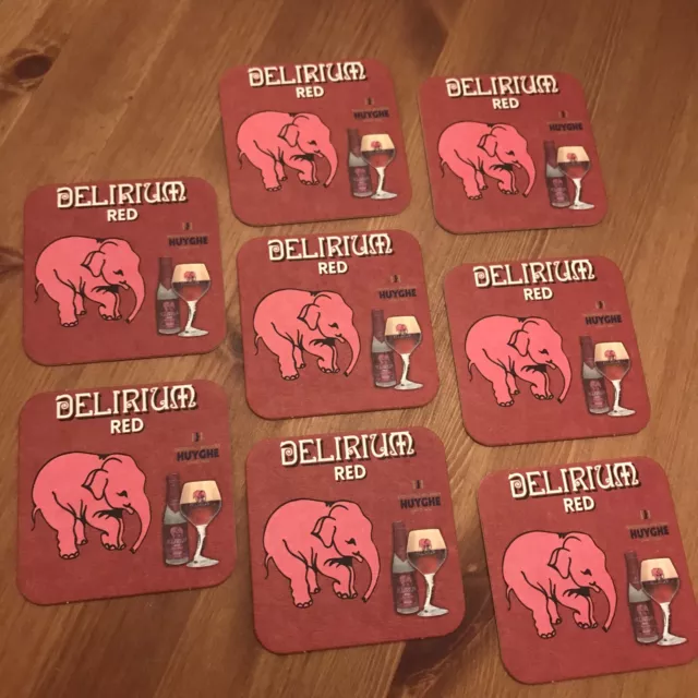 8 Sous Bock Bière Delirium Tremens Red Huyghe Bierdeckel Beer Mat Coaster