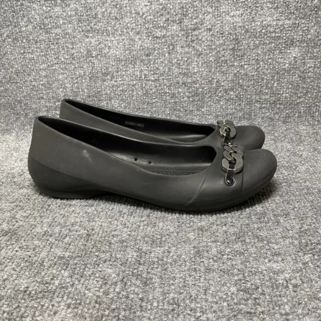 Crocs Gianna Ballet Flats Womens 8 Chain Link Black Slip On Shoes 14571