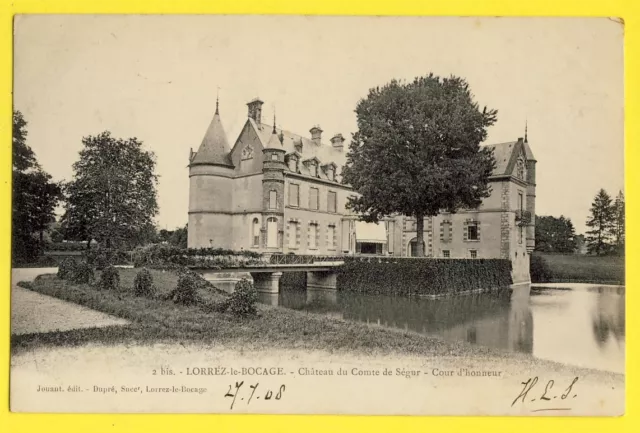cpa Ecrite en 1908 LORREZ le BOCAGE (Seine et Marne) CHÂTEAU du COMTE de SEGUR
