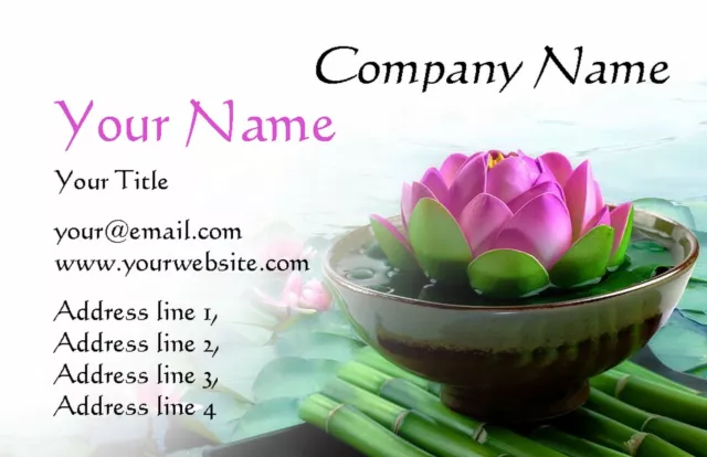 Lotus Flower And Bamboo Personalised Business Cards