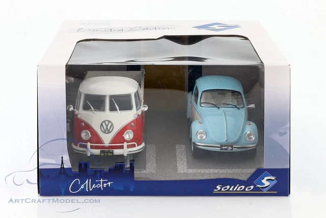 Coffret Collector Duo VW Volkswagen   Combi + Coccinelle Solido 1:18 Neuf Cox T1