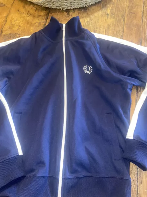 Fred Perry Blue Zip Up Jacket Size Boys Large 21” Pit To Pit 2