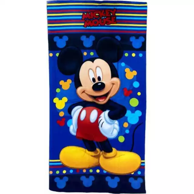 Mickey Mouse Beach Towel Dark Blue Stripe Swimming Holiday  Boy or Girl 140 x 70