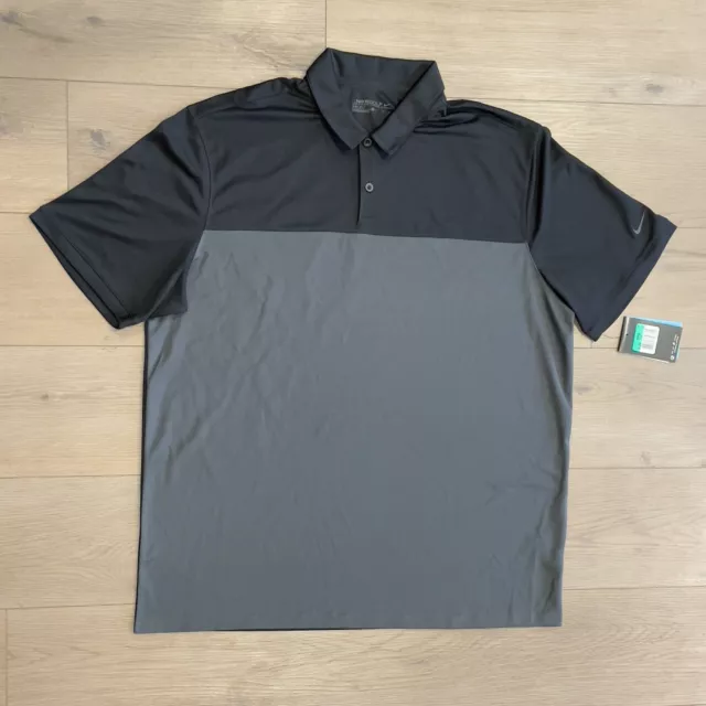 Nike Golf Shirt Men’s Black Dri Fit Lightweight 2-Button Polo 881655 NWT