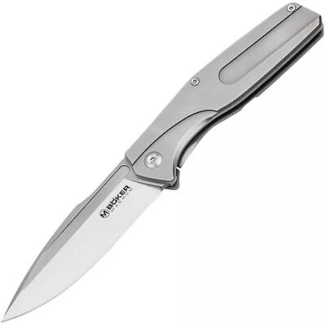 New Boker The Milled One Framelock Gray Stainless Folding 440A Pocket Knife