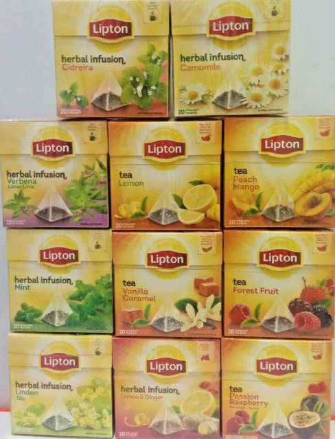 3X Té Lipton 20 Bolsas Pirámides-Caja Sellada-Té De Frutas Reales...