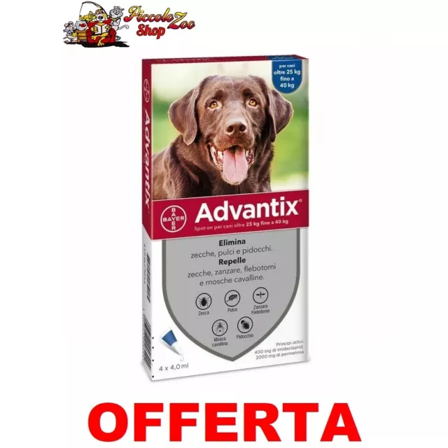 Advantix Bayer 4 pipette antiparassitario per cane oltre 25kg SCAD 2026