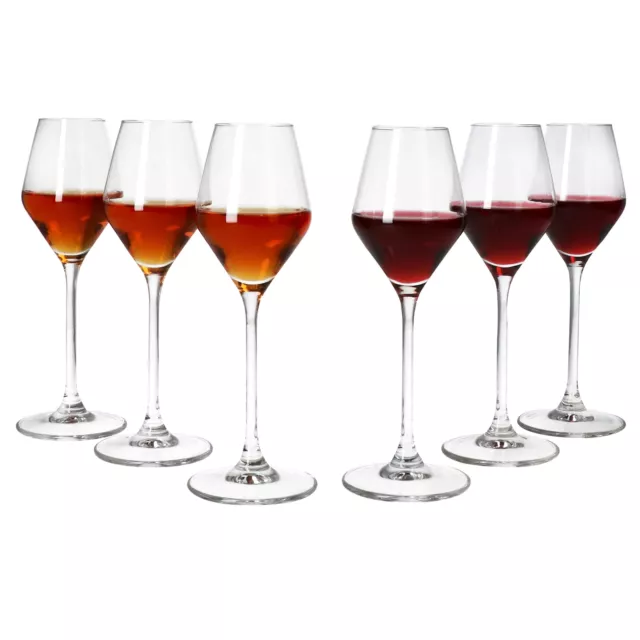 6x Carré Portwein-Gläser 80ml mit Fuß Likörglas Sherrygläser Stiel Dessertwein