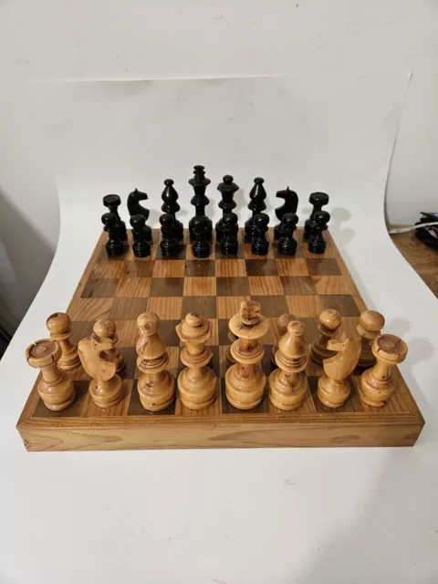 VINTAGE JUMBO X LARGE WOOD CHESS SET WITH BOX 4.75" KING Complete Set