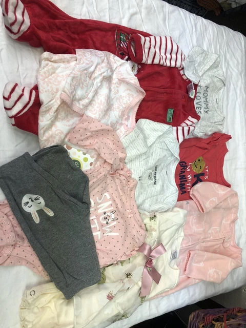 Infant Baby Girl 3mo Lot Of 9 Pieces Carters Little Me Creepers NWT 0-3mo Gown