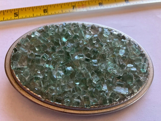 Booty Boutique Belt Buckle broken glass mosaic upcycled art