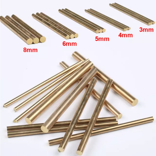 Brass Solid Round Bar Rod 3/4/5/6/8mm Rivets Pins DIY Handles Knife Making Gold
